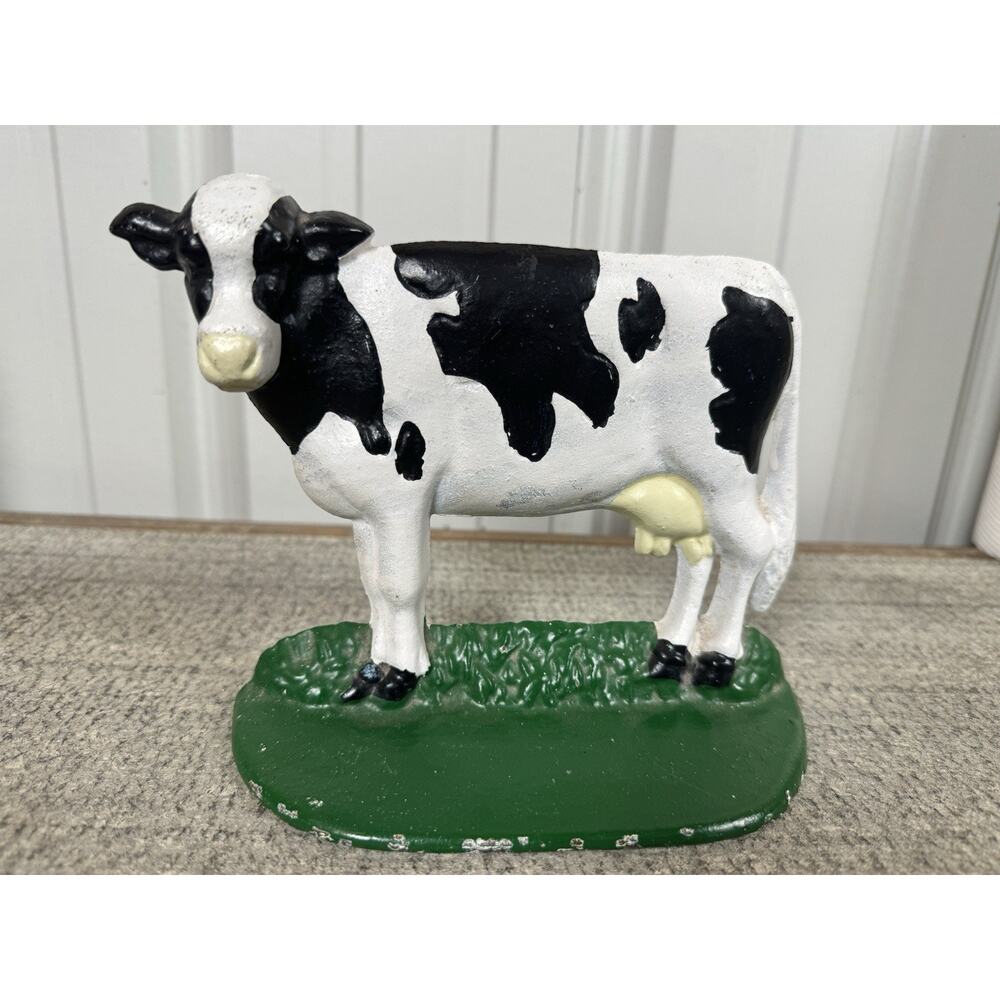 Adorable Vintage Cow Farm Country Metal Doorstop- App 6” Tall, Heavy